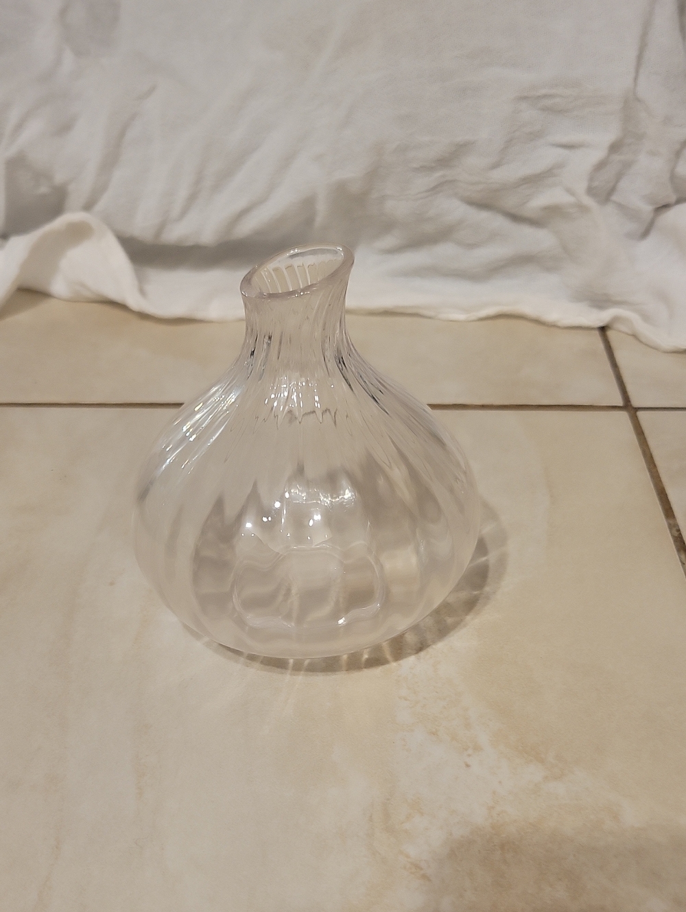 Vintage Clear Glass Swirl Bulb Shaped Bud Vase